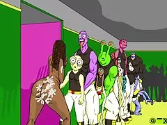 Cuadrilla de ébano superheroine golpeado