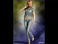chica xxx de mujeres culonas 3D vestido en denim